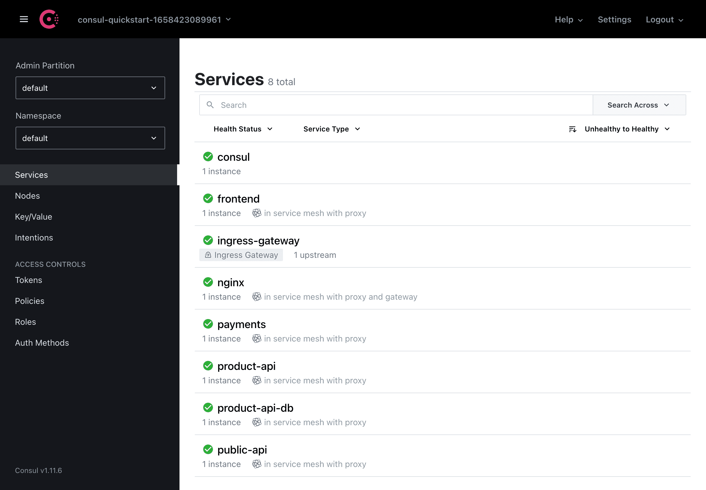 Consul UI services
HashiCups